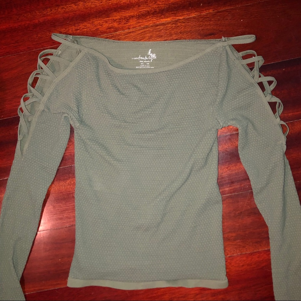 Green free people long sleeve with detail cut out